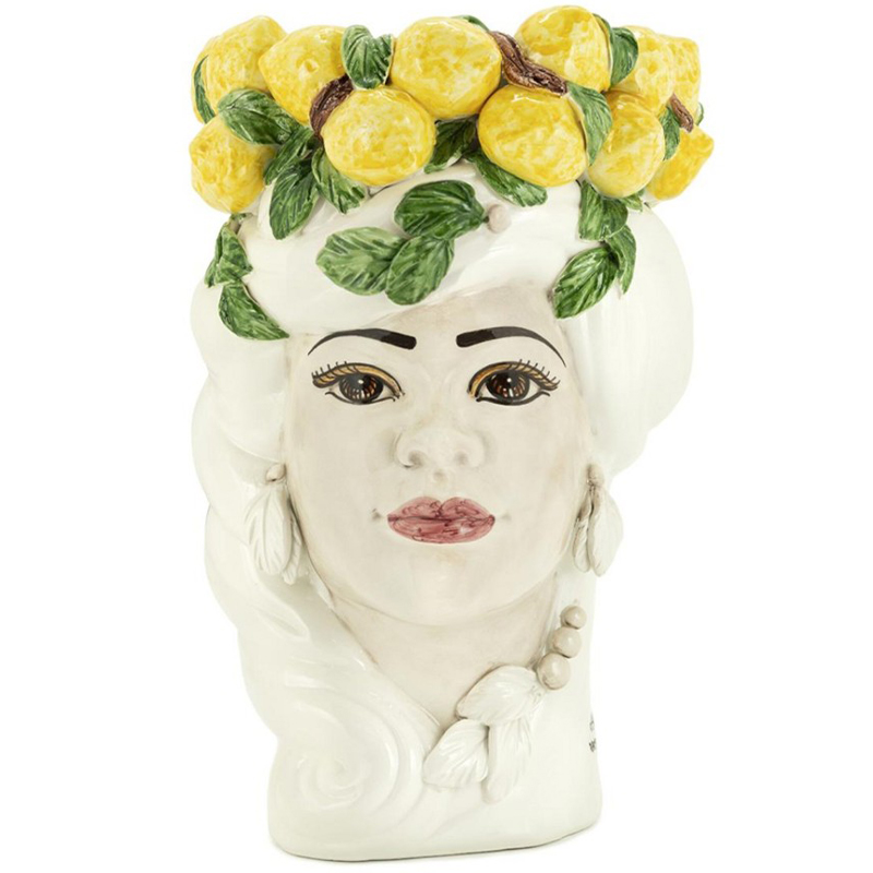 Ваза Vase Lemon Head Lady White Белый Желтый Зеленый в Казани | Loft Concept 