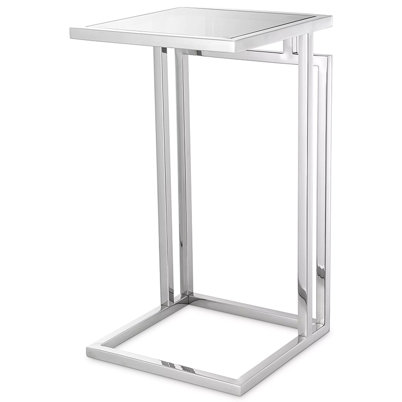 Приставной стол Eichholtz Side Table Marcus Chrome Стекло Смок Хром в Казани | Loft Concept 