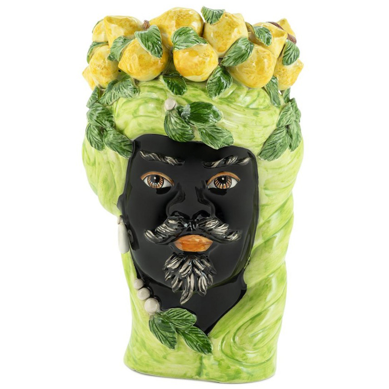 Ваза Vase Lemon Head Man Lime Салатовый Желтый Черный в Казани | Loft Concept 