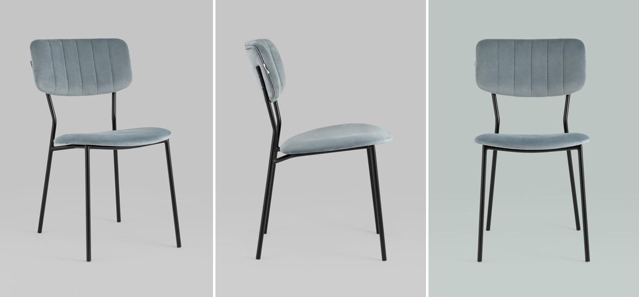 Стул Singer Chair без подлокотника Серо-Голубой Велюр - фото