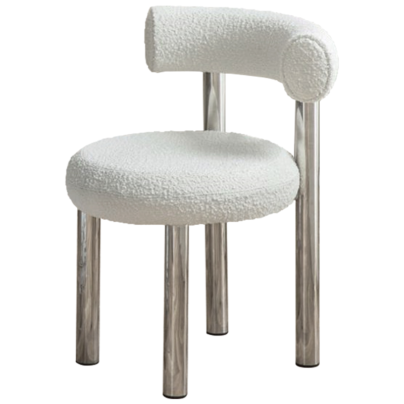 Стул Ellias White Boucle Chair Белый Хром в Казани | Loft Concept 