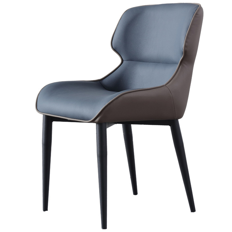 Стул с кожаной двухцветной обивкой Obrien Chair Blue and Grey Синий Серый Черный в Казани | Loft Concept 