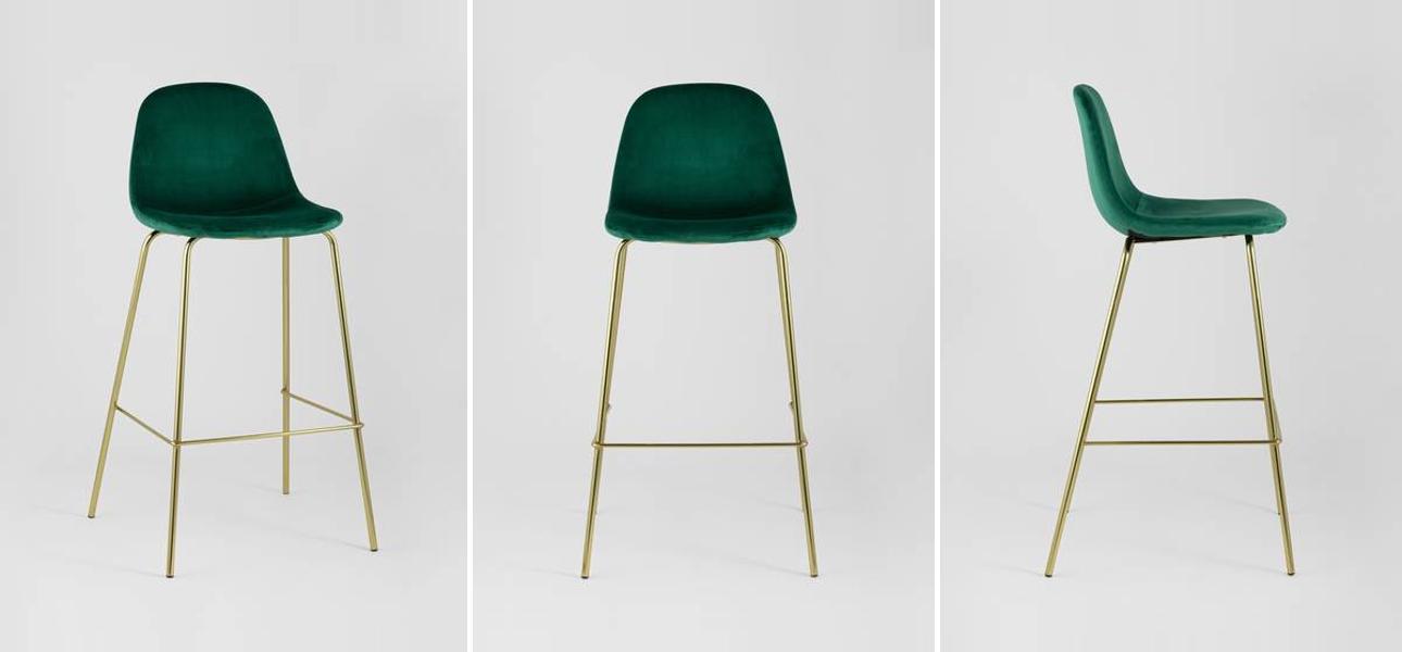 Барный Стул Archie Chair Зеленый Велюр - фото