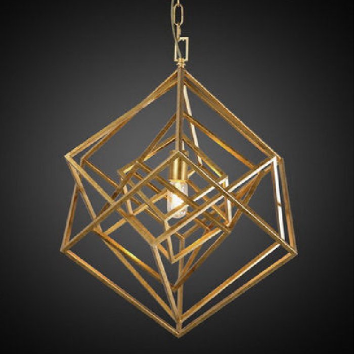 Подвесной светильник CUBIST Chandelier Gold 1 bulbs Золотой в Казани | Loft Concept 