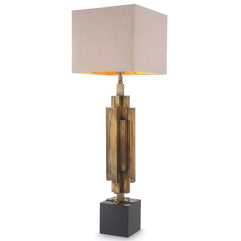 Настольная лампа Eichholtz Table Lamp Ellis Brass Черный Винтажная латунь Бежево-серый в Казани | Loft Concept 