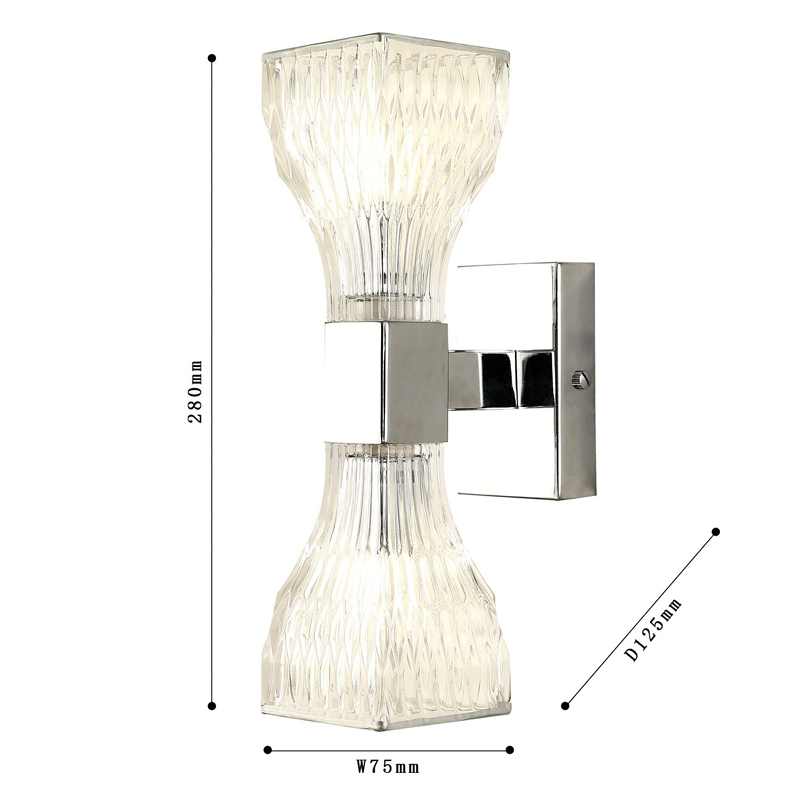 Бра с двумя плафонами из рельефного стекла GLASS HORN Chrome в Казани