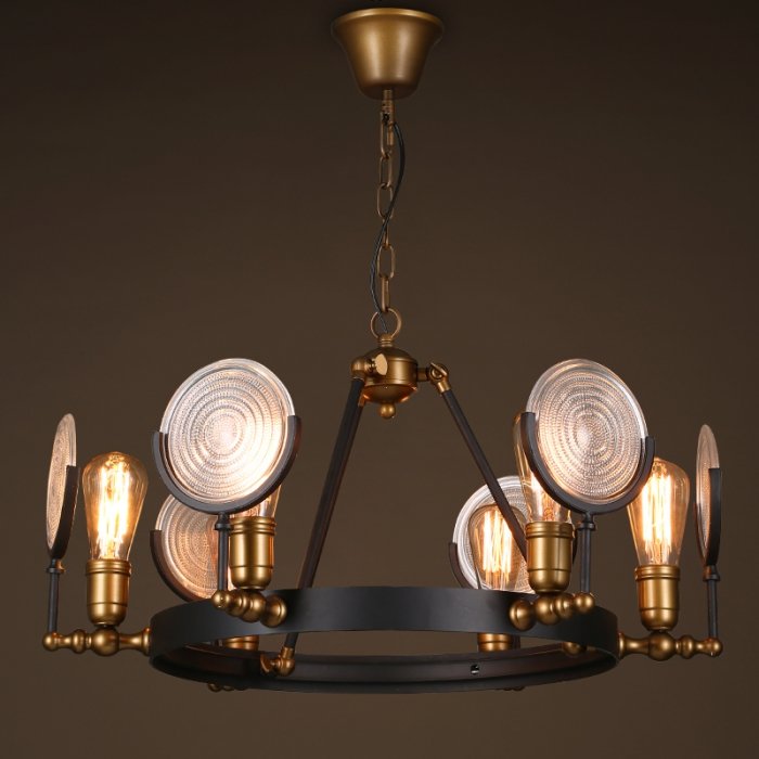 Люстра GASLIGHT LENS Chandelier 6 Черный в Казани | Loft Concept 