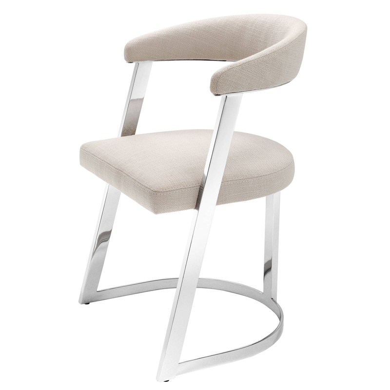 Стул Eichholtz Dining Chair Dexter Nickel Бежевый Никель в Казани | Loft Concept 