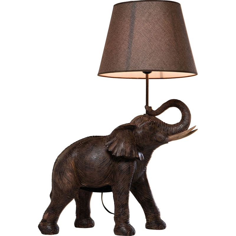 Настольная лампа Elephant Holding Lampshade Коричневый в Казани | Loft Concept 