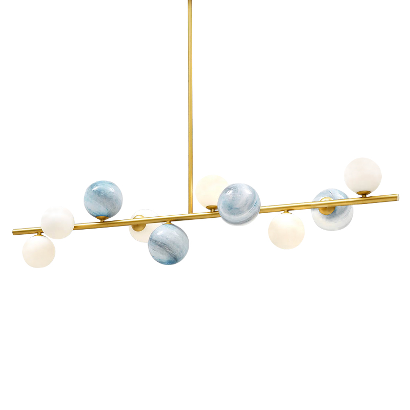 Люстра Bubble Blue White Gold Chandelier Золотой Белый Голубой в Казани | Loft Concept 