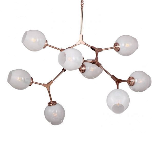 Люстра Branching Bubble Chandelier 8 Milk Молочный Медь в Казани | Loft Concept 