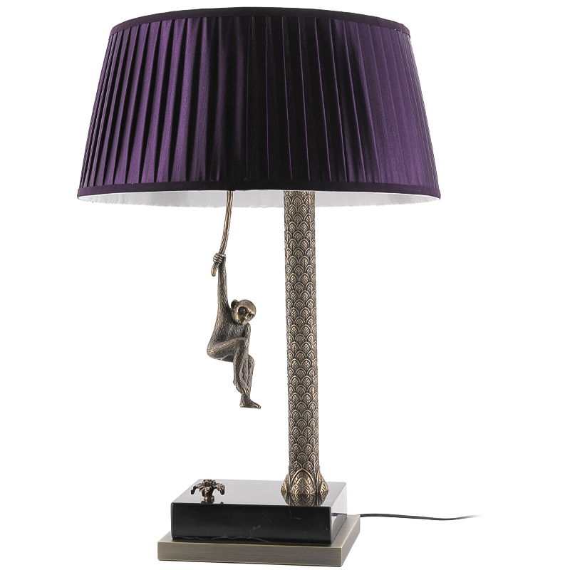 Настольная лампа Джунгли Table Lamp Jungle Purple Латунь Античная полированная Черный Мрамор Nero Пурпурно-фиолетовый в Казани | Loft Concept 