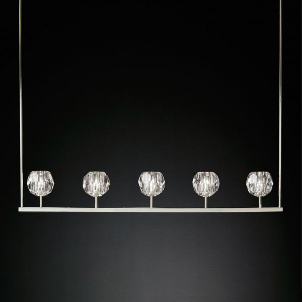 Люстра RH Boule De Cristal Linear Chandelier 5 Прозрачный в Казани | Loft Concept 