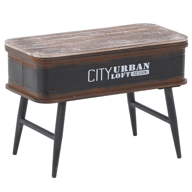 Приставной стол City Urban Loft Design Table black Коричневый винтаж Винтажный черный в Казани | Loft Concept 