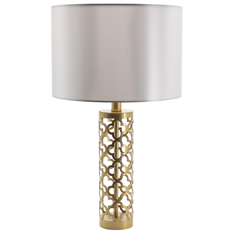 Настольная лампа Arabesque Quatrefoil Drum Table Lamp Золотой Серый в Казани | Loft Concept 