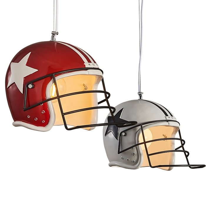 Подвесной светильник Sport Helmet Pendant Белый Красный в Казани | Loft Concept 