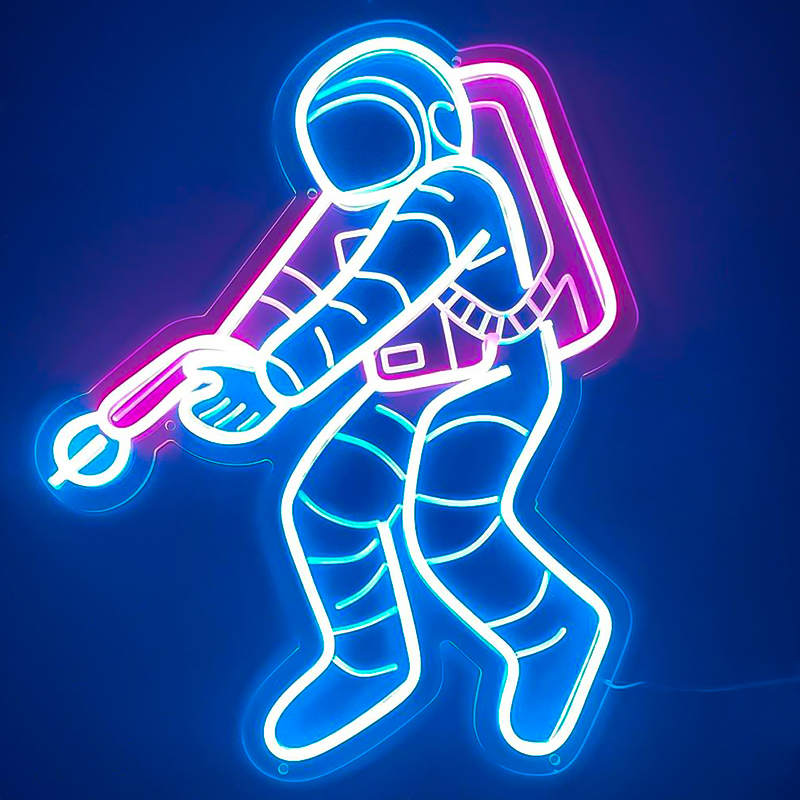 Неоновая настенная лампа Astronaut Neon Wall Lamp Синий Лиловый в Казани | Loft Concept 