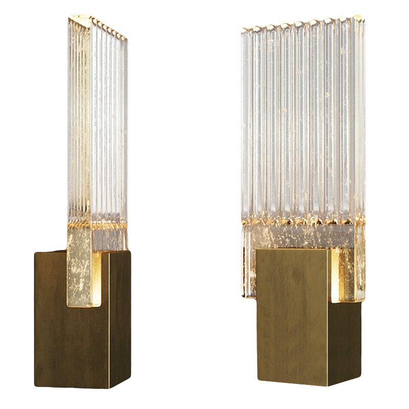 Бра PLEATED GLASS SCONCE Прозрачный (Transparent) Латунь в Казани | Loft Concept 