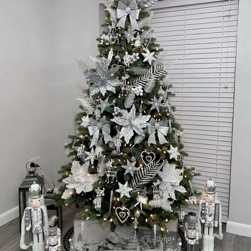 Дизайнерская Елка с Серебряным Декором Christmas Tree Silver Flowers Серебряный Зеленый в Казани | Loft Concept 