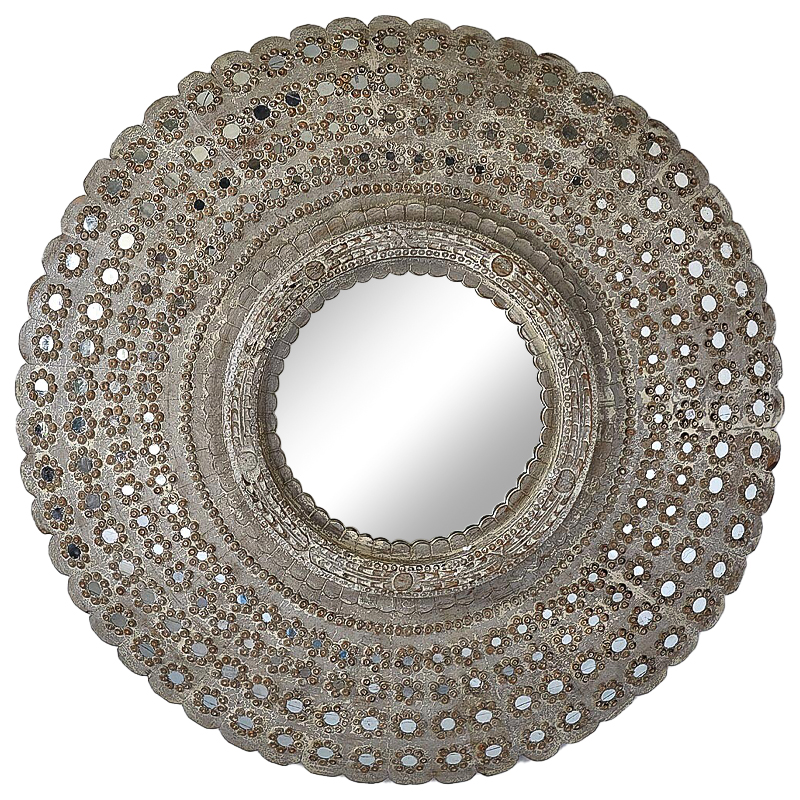 Зеркало Kiran Peacock Mirrors circle Restoration Hardware Бежево-серый в Казани | Loft Concept 