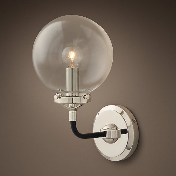 Бра Bistro Globe Clear Glass Single Sconce Nickel  в Казани | Loft Concept 