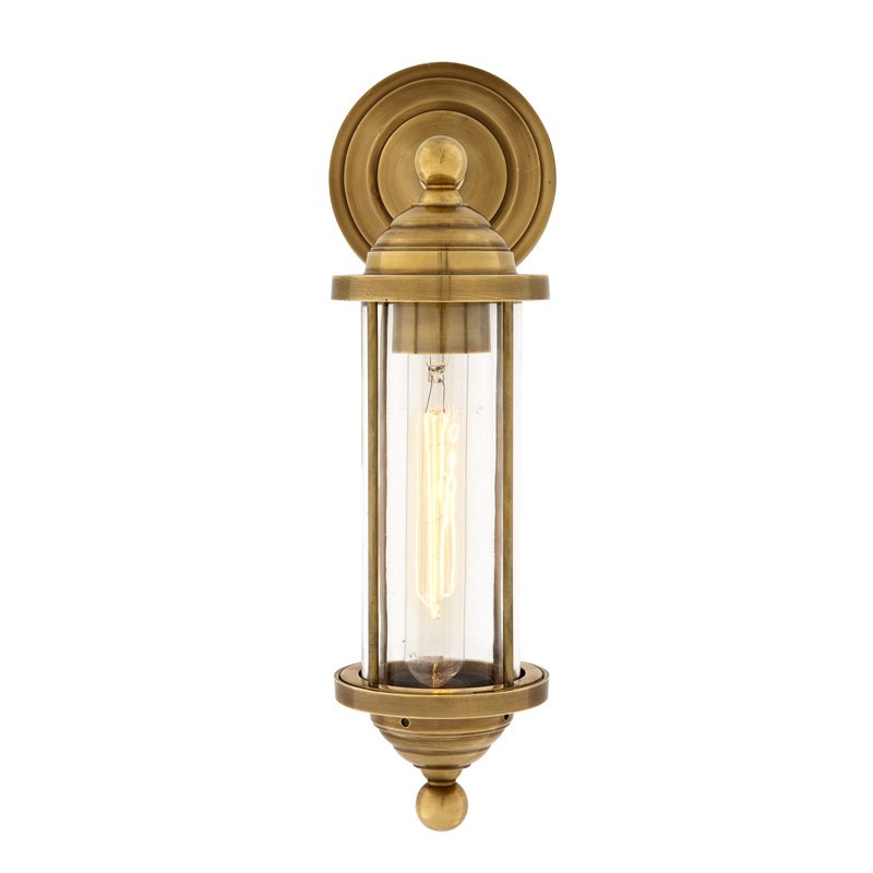 Бра Eichholtz Wall Lamp Clayton Brass Латунь Прозрачное Стекло в Казани | Loft Concept 