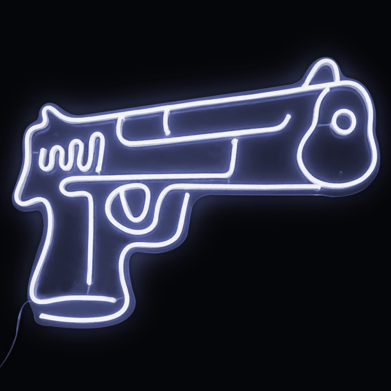 Неоновая настенная лампа Gun Neon Wall Lamp Белый Прозрачный в Казани | Loft Concept 