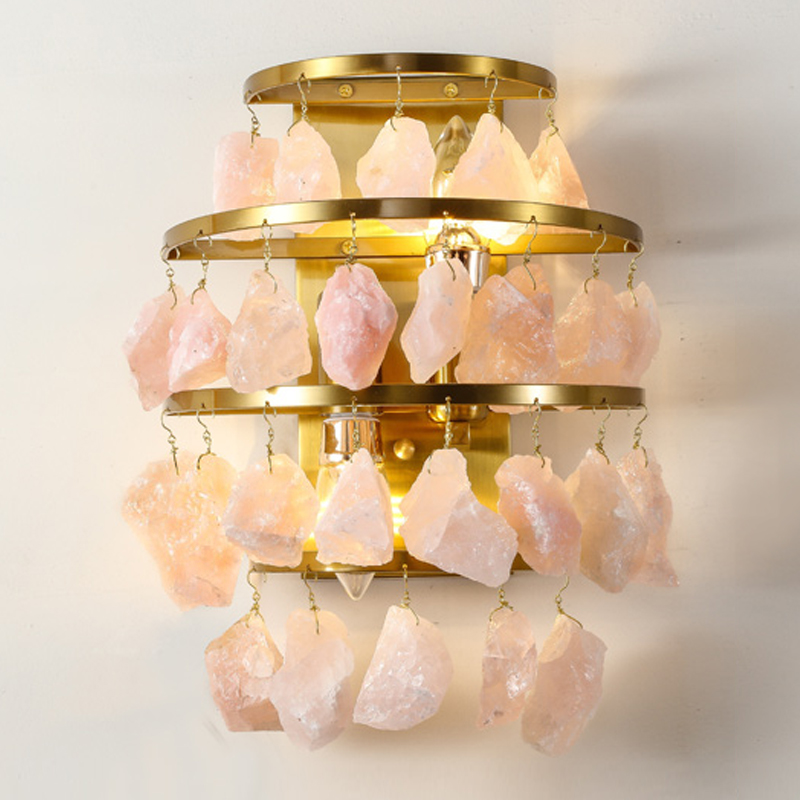 Hardis Pink stone Wall Lamp Латунь Дымчатая Роза в Казани | Loft Concept 