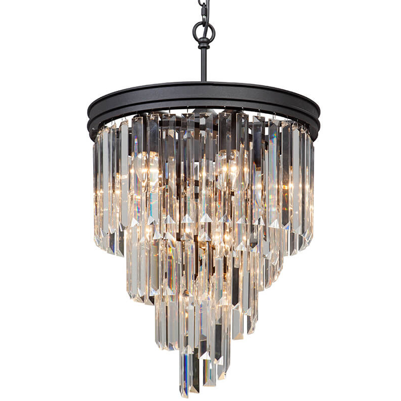 Люстра Odeon Chandelier Helix Black каскад прозрачное стекло  D 48 Прозрачное Стекло Черный матовый в Казани | Loft Concept 