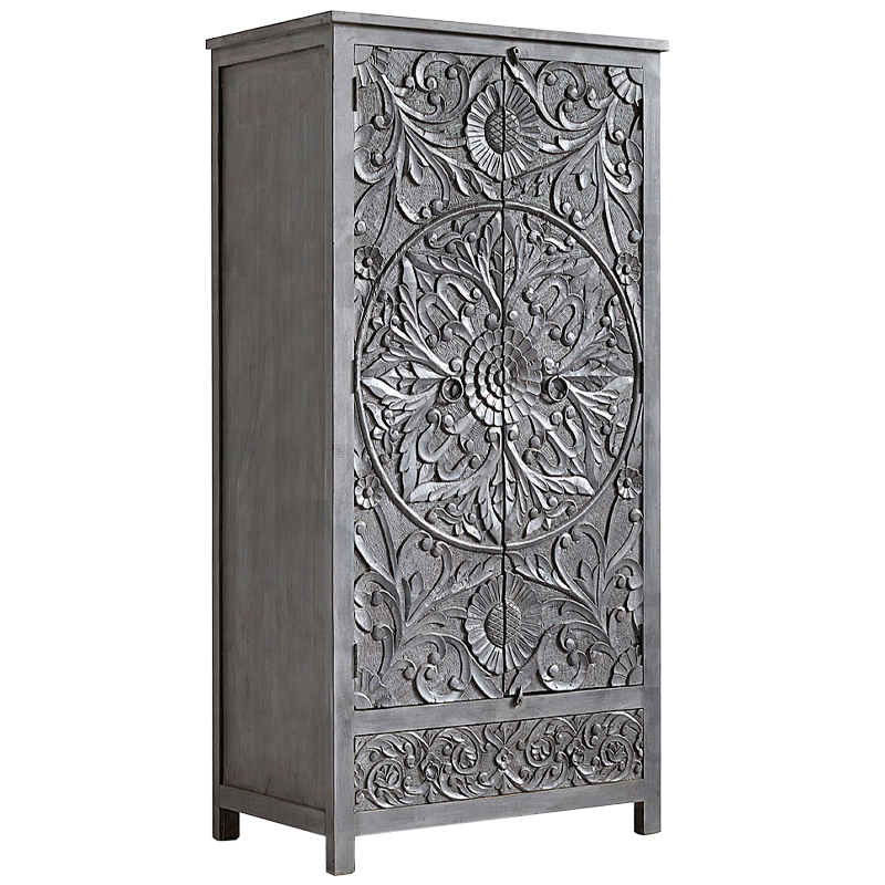 Шкаф Indian Antique White Furniture Cupboard Devan серый Серый в Казани | Loft Concept 