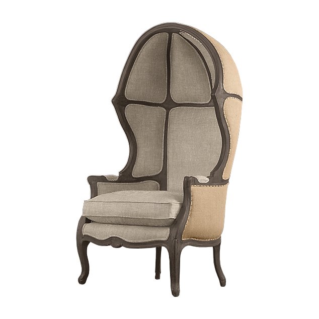 Кресло купол RH Versailles Domed Burlap Backed Chair ivory ( слоновая кость ) Серый Дерево Акация в Казани | Loft Concept 