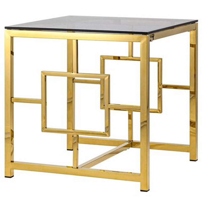 Стол приставной Milan Tables Gold Золотой Стекло Смок в Казани | Loft Concept 