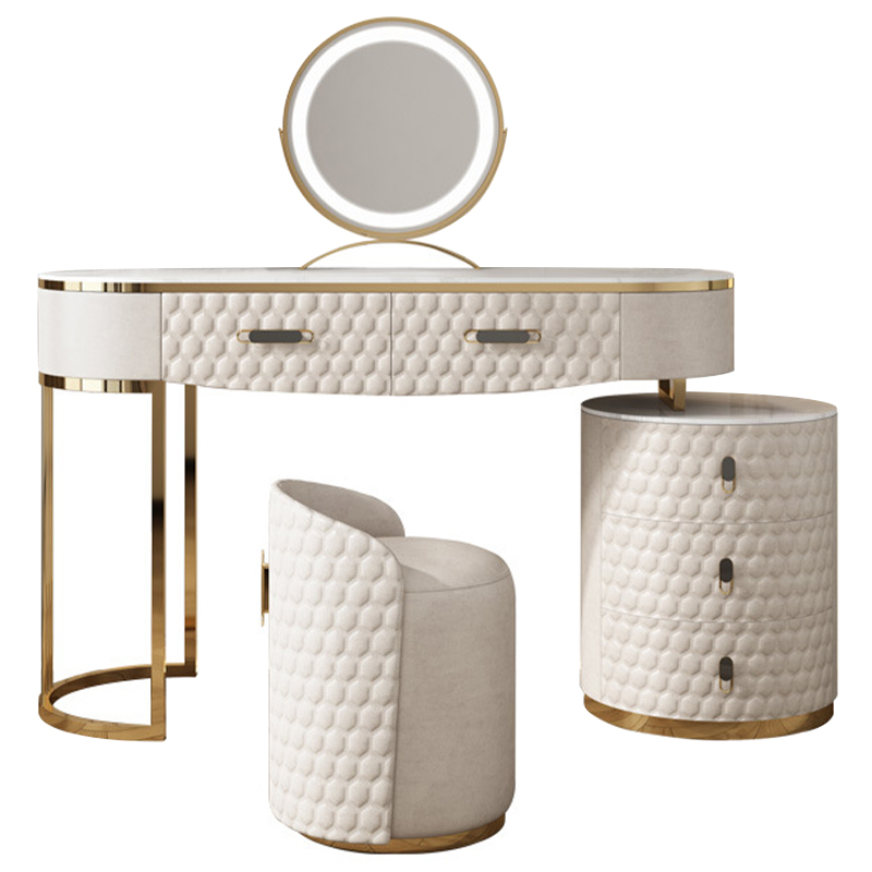 Трельяж Kathryn Bedroom Dressing Table White Белый Глянцевое золото Белый Мрамор Bianco в Казани | Loft Concept 