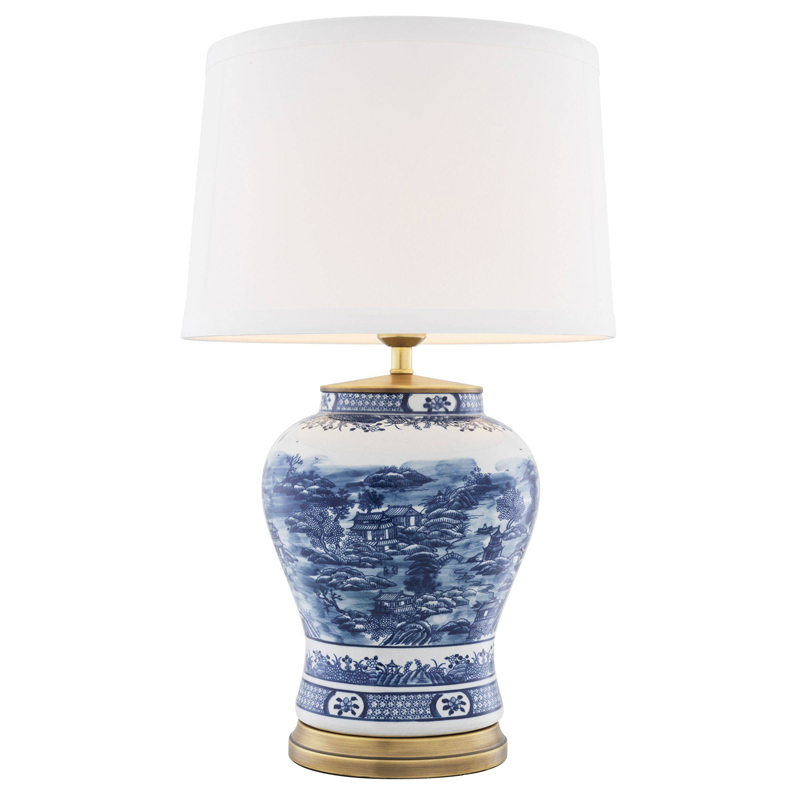 Настольная лампа Eichholtz Table Lamp Chinese Blue Белый Синий Латунь Античная полированная в Казани | Loft Concept 