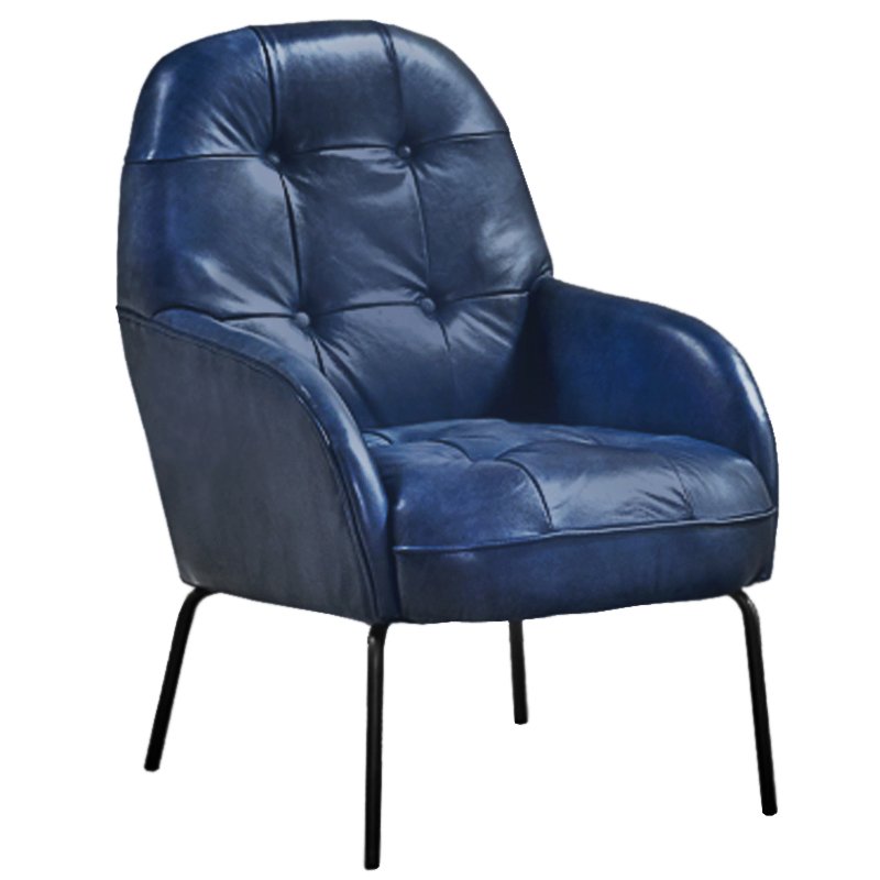 Кресло SHAPKIN LEATHER ARM CHAIR BLUE Синий Черный в Казани | Loft Concept 