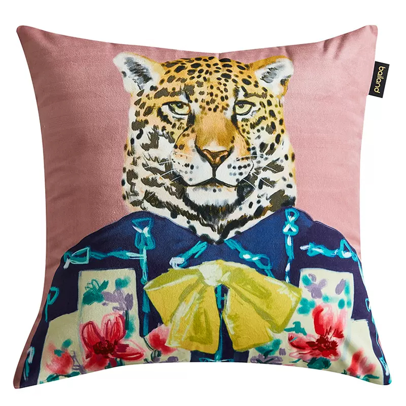 Декоративная подушка Стиль Gucci Leopard Fashion Animals Cushion Pink Розовый Мульти в Казани | Loft Concept 