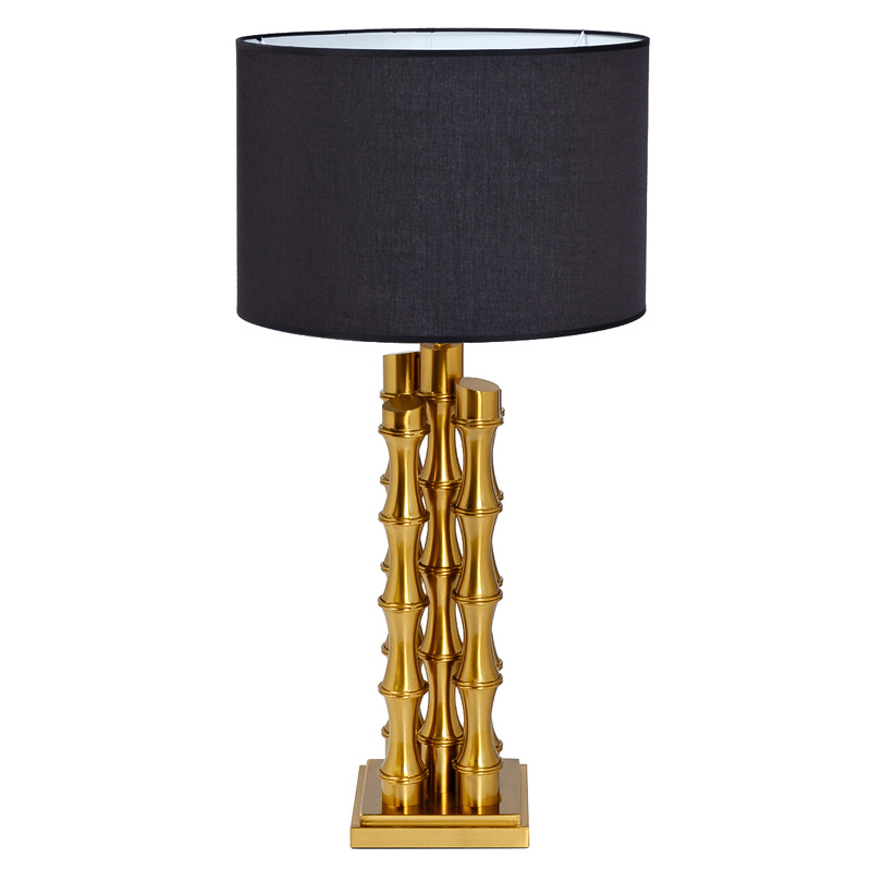 Настольная лампа с Черным Абажуром Damian Gold Table Lamp Глянцевое золото Черный в Казани | Loft Concept 