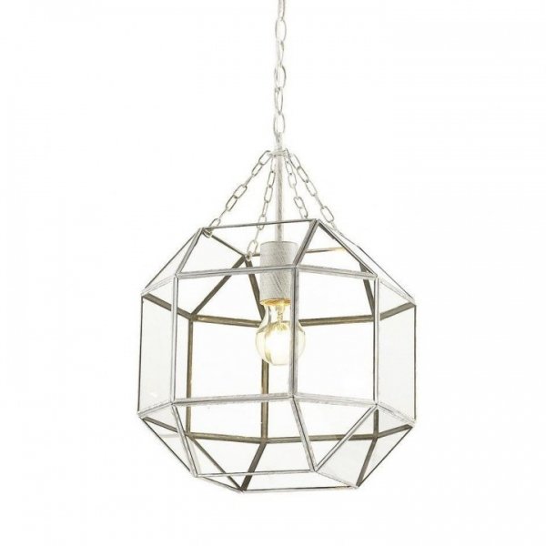 Подвесной светильник Glass & Metal Cage Pendant White Белый в Казани | Loft Concept 