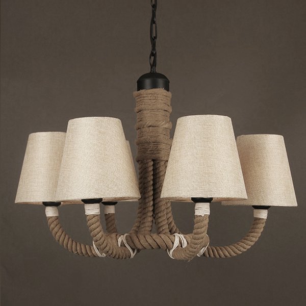 Люстра Rattan Chandelier Loft Rope Light Черный в Казани | Loft Concept 