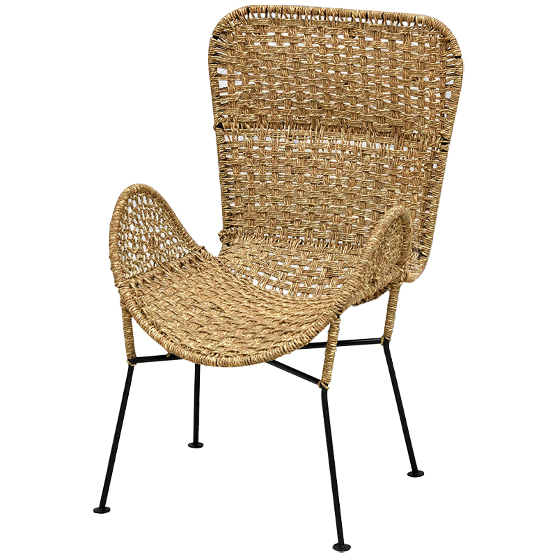 Плетеный стул на металлических ножках Tong Wicker Chair Коричневый Черный в Казани | Loft Concept 