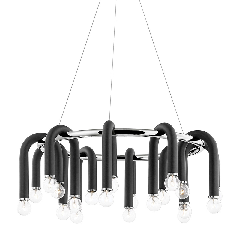 Люстра Paulson floppy chandelier round chrome Черный Хром в Казани | Loft Concept 