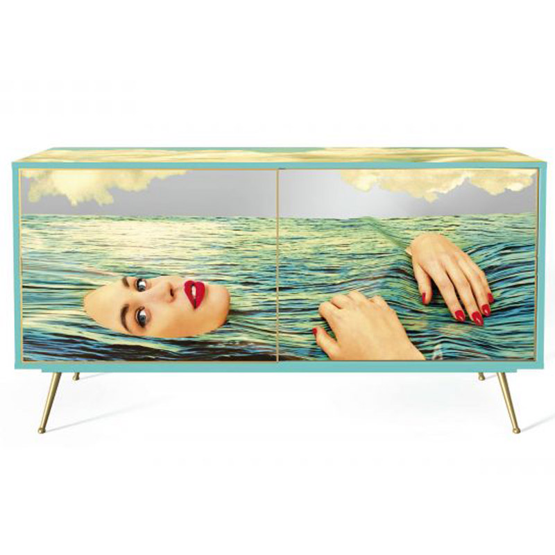 Комод Seletti Cabinet Sliding Door Sea Girl Мульти Золотой Шампань в Казани | Loft Concept 