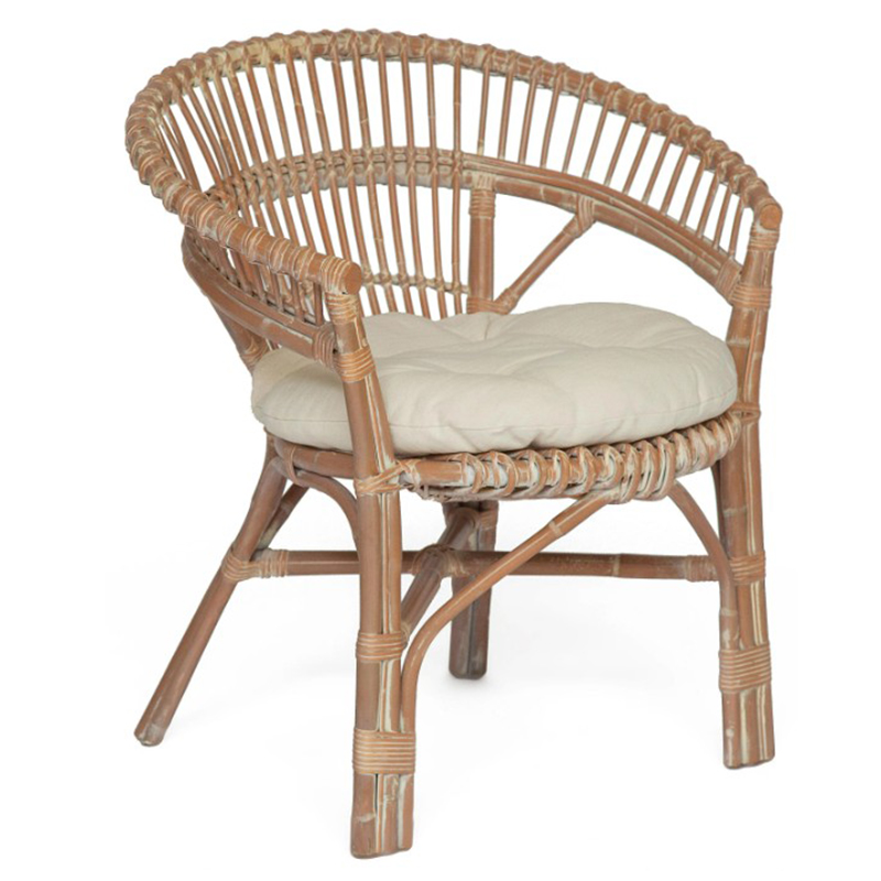 Уличное кресло Rauno Wicker Chair Бежевый Белый в Казани | Loft Concept 