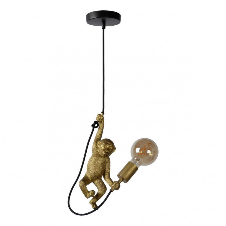 Подвесной светильник Monkey holding a light bulb Черный Золотой в Казани | Loft Concept 