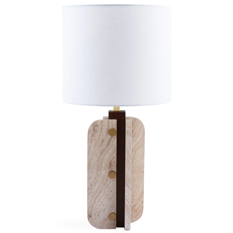 Настольная лампа TOPANGA COLUMN TABLE LAMP Белый Латунь Коричневый Бежевый в Казани | Loft Concept 