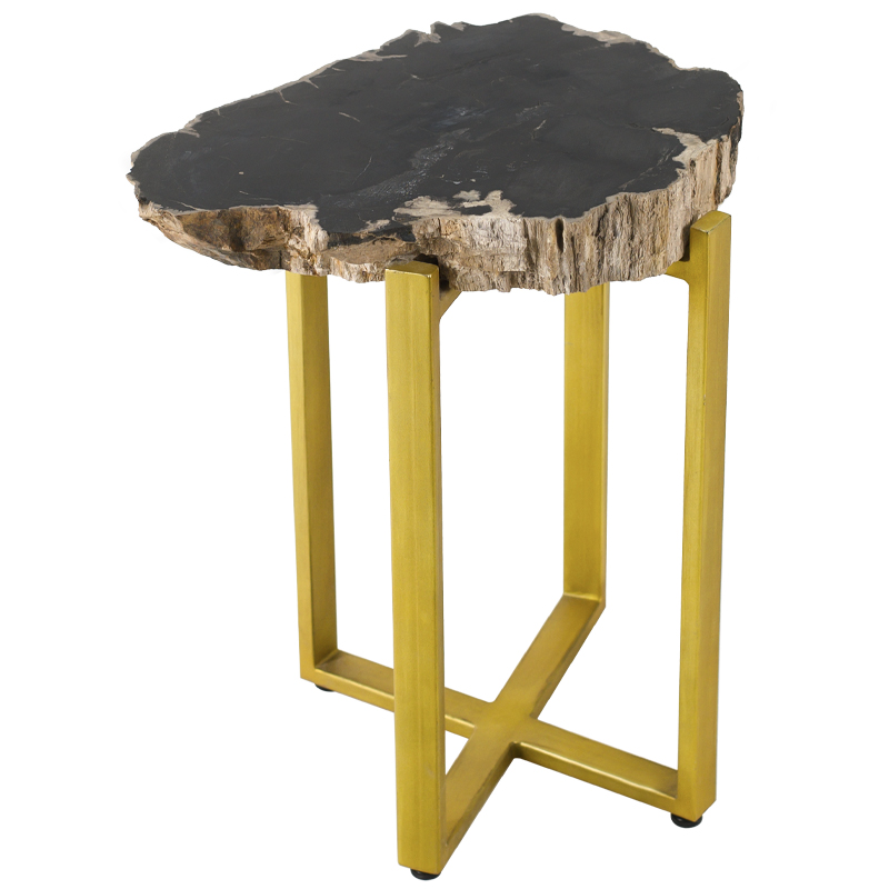 PETRIFIED WOOD COFFEETABLE GOLD S Окаменелое дерево Золотой Бежевый Черный в Казани | Loft Concept 