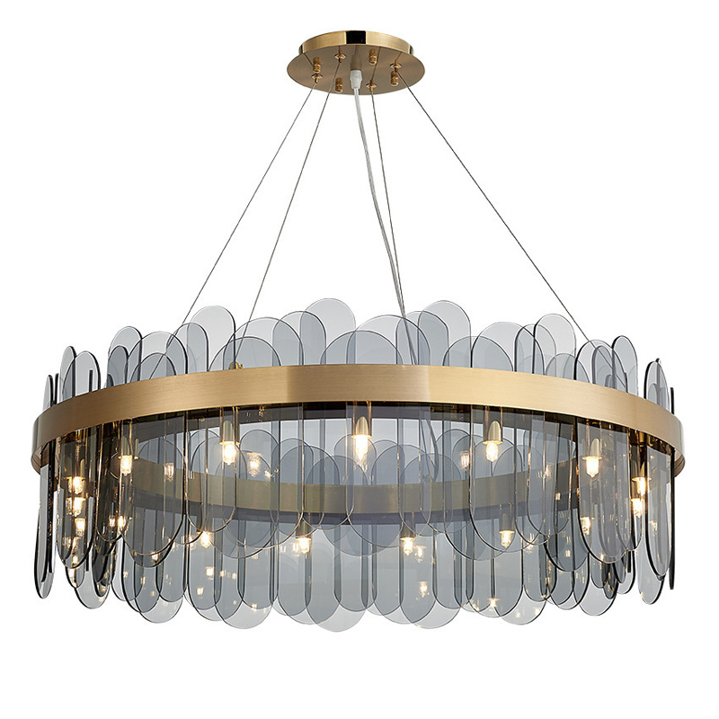 Люстра Blount Chandelier Smokey Латунь Стекло Смок в Казани | Loft Concept 