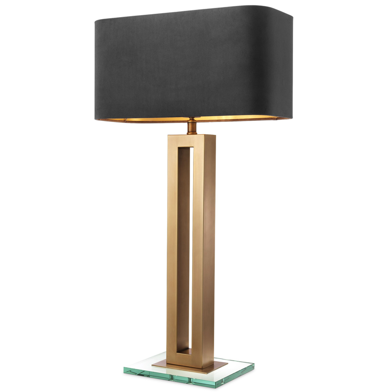 Настольная лампа Eichholtz Table Lamp Cadogan Латунь Античная полированная Прозрачный Черный в Казани | Loft Concept 