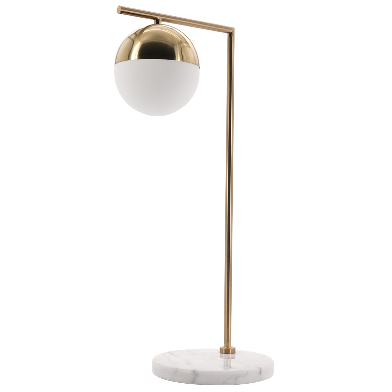 Geneva Glass Table Lamp Globe Латунь Белый Мрамор Bianco в Казани | Loft Concept 