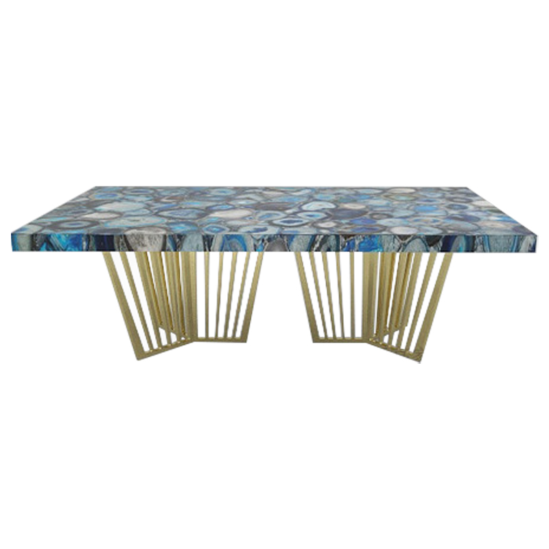 Обеденный стол Agate Design Blue Dining Table Синий Золотой в Казани | Loft Concept 